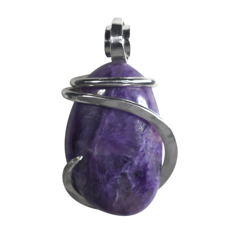 Sugilite Crystal Handmade Stone Pendant Wrapped in Silver