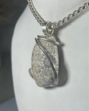 Indonesian Fossilized Coral Handmade  Stone Pendant Wrapped in Silver