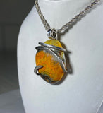 Bumble Bee Jasper  Handmade Stone Pendant Wrapped in Silver