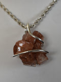 Aragonite Crystal Stone Pendant Hand Wrapped in Silver