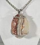 Crazy Lace Agate Handmade Stone  Pendant Wrapped in Silver