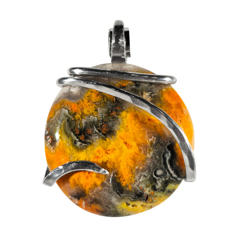 Bumble Bee Jasper Handmade Stone Pendant Wrapped in Silver