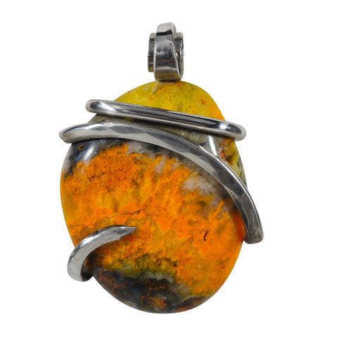 Bumble Bee Jasper  Handmade Stone Pendant Wrapped in Silver