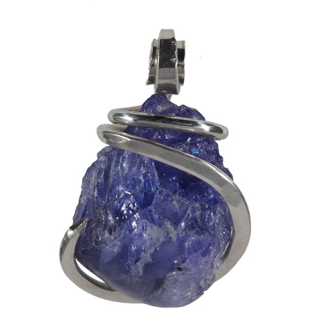 Tanzanite Crystal Handmade Stone Pendant Wrapped in Silver