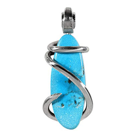 Turquoise Kingman Stone Pendant Hand Wrapped in Silver