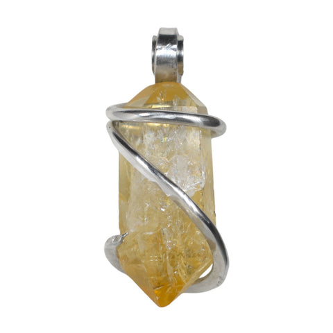 Citrine Crystal Pendant Hand-wrapped in Silver