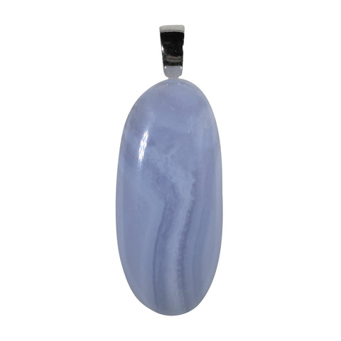African Blue Lace Agate Stone Handmade Pendant.  9.25 Sterling Silver bail.