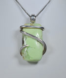 Lemon Magnesite Chrysoprase Hand Wrapped Stone Pendant in Silver