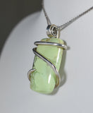 Lemon Magnesite Chrysoprase Hand Wrapped Stone Pendant in Silver