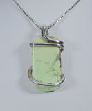 Lemon Magnesite Chrysoprase Hand Wrapped Stone Pendant in Silver