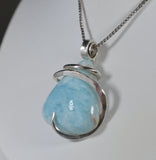 Larimar  Crystal Stone Pendant Hand Wrapped in Silver