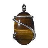 Tiger Eye Gold Crystal Stone Pendant Hand Wrapped  in Silver