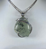 Epidote Green Crystal Quartz Handmade Stone Pendant Wrapped in Silver