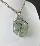 Epidote Green Crystal Quartz Handmade Stone Pendant Wrapped in Silver