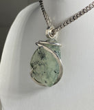 Epidote Green Crystal Quartz Handmade Stone Pendant Wrapped in Silver