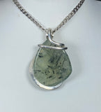 Epidote Green Crystal Quartz Handmade Stone Pendant Wrapped in Silver