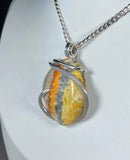 Bumblebee Jasper Handmade Stone Pendant Wrapped in Silver