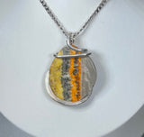 Bumblebee Jasper Handmade Stone Pendant Wrapped in Silver