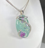 Ruby in Fuchsite Stone Pendant Hand Wrapped in Sterling Silver