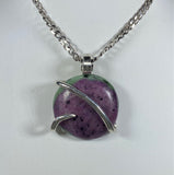 Ruby in Zoisite Stone Pendant Hand Wrapped in Sterling Silver