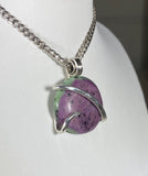 Ruby in Zoisite Stone Pendant Hand Wrapped in Sterling Silver