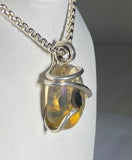 Ethiopia Fire Opal Crystal Handmade Stone Pendant Wrapped in Silver