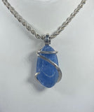 Kyanite Crystal Blue Polished Handmade Pendant Wrapped in Silver
