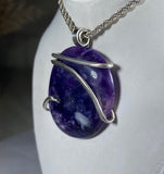 Tiffany Stone Handmade Pendant Wrapped  in Silver