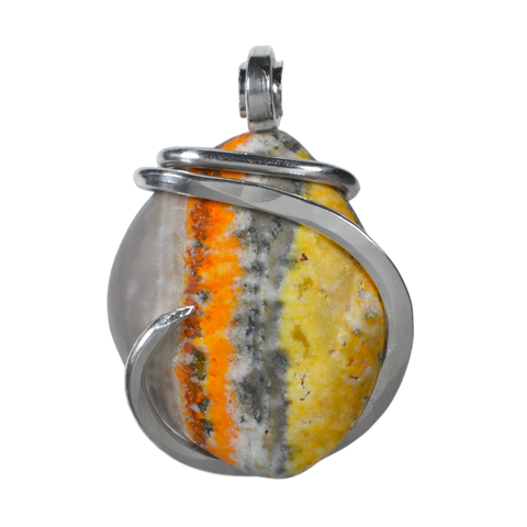 Bumblebee Jasper Handmade Stone Pendant Wrapped in Silver