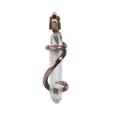 Clear Quartz Crystal Pendant Hand-wrapped in Copper