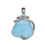 Larimar  Crystal Stone Pendant Hand Wrapped in Silver