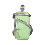 Lemon Magnesite Chrysoprase Hand Wrapped Stone Pendant in Silver