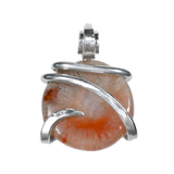 Red Coral Handmade Stone Pendant  Wrapped in Silver