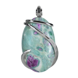 Ruby in Fuchsite Stone Pendant Hand Wrapped in Sterling Silver