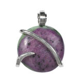 Ruby in Zoisite Stone Pendant Hand Wrapped in Sterling Silver