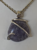 Lepidolite Stone Pendant Hand Wrapped in Silver