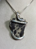 Plume Silver Ore Stone Pendant Hand Wrapped in Silver