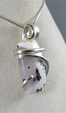 Dendritic Agate Crystal Stone Pendant  Hand Wrapped  in Silver