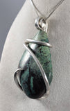 Chrysocolla Sonora Stone Handmade Pendant Wrapped in Silver