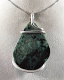 Chrysocolla Stone Pendant Hand Wrapped in Silver