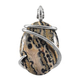 Leopardskin Jasper Stone Pendant Hand Wrapped in Silver
