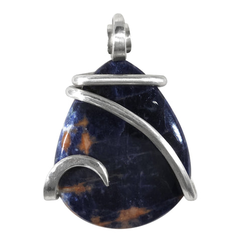 Sodalite  Stone Pendant Hand Wrapped in Silver