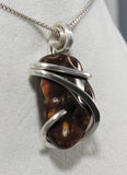 Fire Agate Stone Pendant Hand Wrapped in Silver