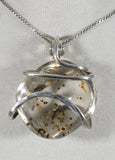 Clear Quartz/Pyrite Crystal Stone Pendant Hand Wrapped in Silver