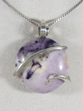 Opal Purple Stone Pendant Hand Wrapped in Silver