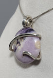Opal Purple Stone Pendant Hand Wrapped in Silver
