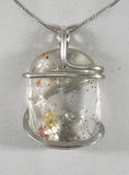 Clear Quartz Crystal/Pyrite Stone Pendant Hand Wrapped in Silver