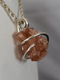 Aragonite Crystal Stone Pendant Hand Wrapped in Silver