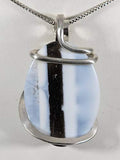 Blue Opal/Smoky Quartz/White Quartz Crystal Handmade Stone Wrapped in Silver