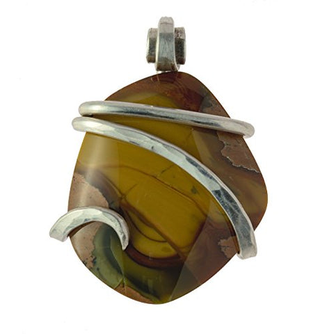 Polychrome Jasper Stone Pendant Hand Wrapped  in Silver